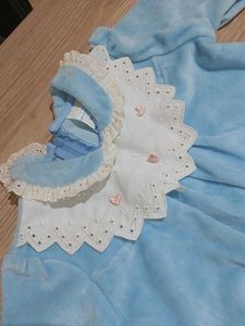 Baby Blue Velvet Romper