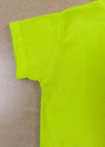 Neon Yellow Mock Neck Tee 📍Free Delivery