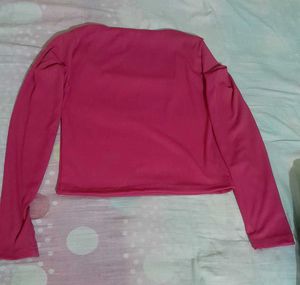 Zara Pink Long Sleeve Square Neck Top