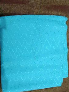 Turquoise blouse material with Jacquard Weave