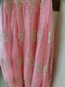 Elegant Pink &amp; Gold Anarkali Dress,Gown