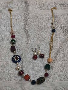 Boho Beaded Necklace &amp; Earrings Set
