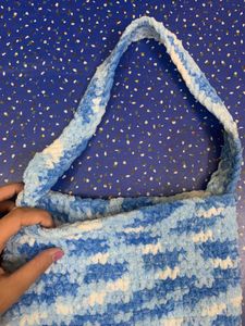 Handmade Blue Fuzzy Shoulder Bag⭐️