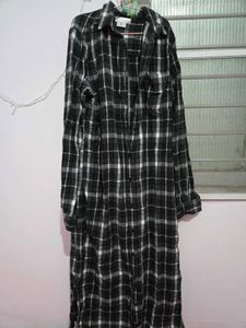 Long Sleeve Plaid Shirt Dress