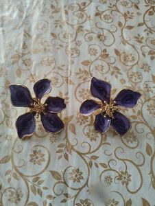 Purple Floral Statement Earrings