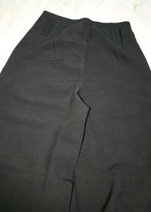 Wide Leg Slit Black Pants
