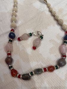 Boho Beaded Necklace and Earrings Set