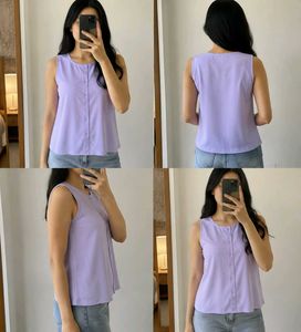 Lavender Sleeveless Button-Up Top