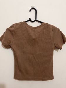 Brown Cutout Crop Top