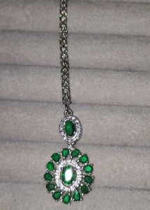Emerald &amp; Diamond Pendant Necklace