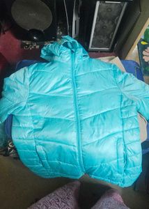Aqua Puffer Jacket with Hood
