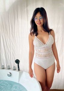 Elegant White Lace One-Piece Swimsuit