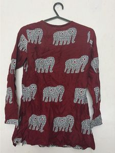 Maroon Elephant Print Kurta