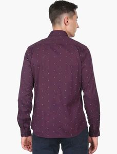 Men's Patterned Burgundy Shirt