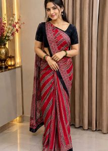 Elegant Red Printed Saree