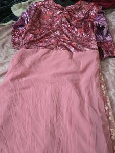 Pink Sequined Ethnic Gown