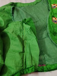🦚 Green Velvet Koti/Waistcoat Peacock patches