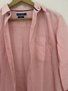 Men's Pink Casual Linen Shirt