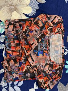 2 Artistic Collage Print Mesh Tops