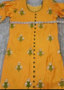Yellow Kurta Set with Green Pants &amp; Dupatta