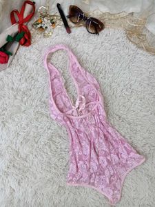 Pink Lace Teddy Bodysuit