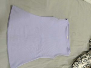 Lavender Sleeveless Boat Neck fitted Top