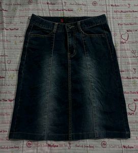 faded denim skirt
