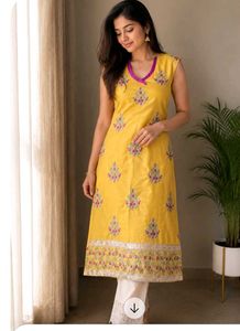 Vibrant Yellow Embroidered Kurta