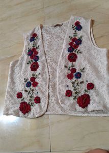 Embroidered Lace Vest