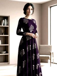 Stylish Printed Anarkali Gown