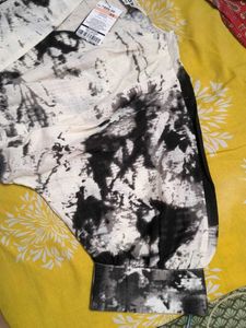 Stylish Black &amp; White Tie-Dye Midi Dress