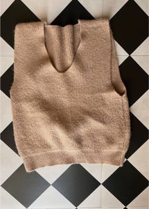Beige Knit V-Neck Sweater