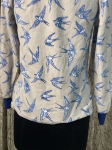Cute Bird Print Long Sleeve Top