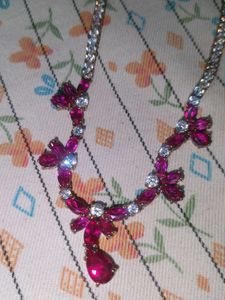 Pink Crystal Party Wear Necklace