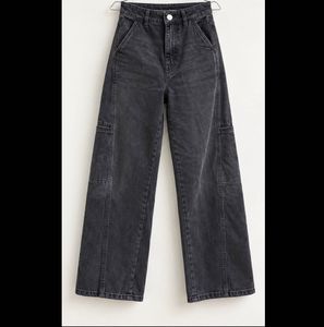 Washed Black Wide Leg Jeans