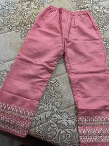 Embroidered Pink Palazzo Pants
