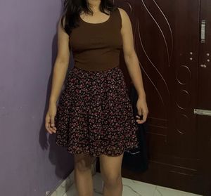 Black Floral Mini skirt
