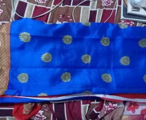 Mysore Silk Blue And Red Beautiful Saree