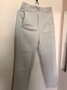 Beige High-Waisted Trousers