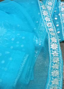 Blue Embroidered Saree with blouse