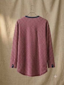 women's Long Sleeve Geometric Print Henley