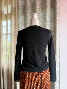 Elegant Black Lace V-Neck Top