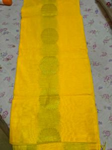 Vibrant Yellow Cotton Saree