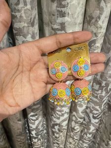 Charming Pink Jhumka Earrings