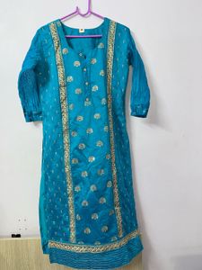 Beautiful Teal Kurta with Intricate Embroidery