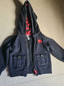 Carter's Navy Hoodie with Red Paw Print