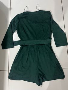 Stylish Green Suede Wrap Dress