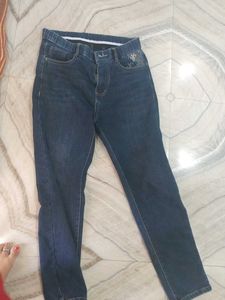 Stylish Dark Wash Embellished Denim Jeans