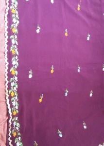 Purple Embroidered Sari