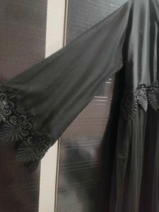 Elegant Black Abaya with Lace Detail